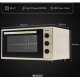 Wiggo WMO-E456(C) - Vrijstaande Mini Oven - 45 liter - 2000 Watt - Timer - Creme