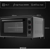 Wiggo WMO-E456(B) - Vrijstaande Mini Oven - 45 liter - 2000 Watt - Timer - Zwart