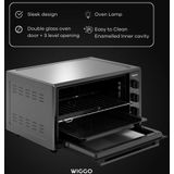 Wiggo WMO-E456(B) - Vrijstaande Mini Oven - 45 liter - 2000 Watt - Timer - Zwart