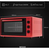 Wiggo WMO-E456(R) - Vrijstaande oven - 45 liter - Rood