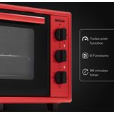 Wiggo WMO-E456(R) - Vrijstaande oven - 45 liter - Rood