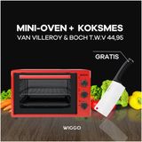 Wiggo WMO-E353(R) - Vrijstaande Mini Oven - 35 liter - 1800 Watt - Timer - Rood