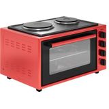 Wiggo WMO-E4562H(R) - Vrijstaande oven met kookplaat 2000 W - 45 liter - Rood
