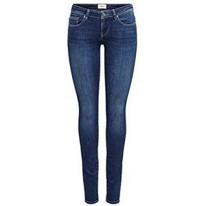 ONLY ONLCoral Life SL Skinny Fit Jeans voor dames, Dark Blue Denim II, 28W x 32L