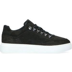 Manfield - Heren - Zwarte nubuck sneakers - Maat 46