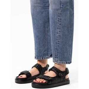 Sacha - Dames - Zwarte chunky sandalen met studs - Maat 36