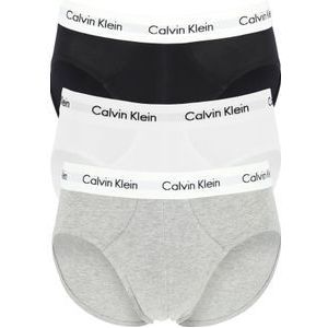 Calvin Klein hipster brief (3-pack), heren slips, zwart, wit, grijs met witte band -  Maat: XL