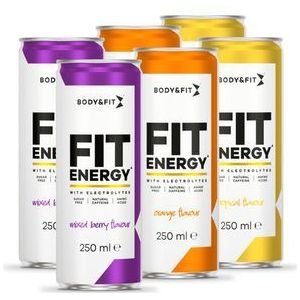 Body & Fit FIT Energy Drink - Mix Box - 6 Blikken - Hypotone Sportdrank met Elektrolyten en BCAA - 1500 ml