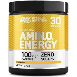 Optimum Nutrition Amino Energy Pre Workout Powder, energiedrank met aminozuren, BCAA, L-Glutamine en L-Leucine, voedingssupplement met vitamine C en cafeïne, ananassmaak, 30 porties, 270 g