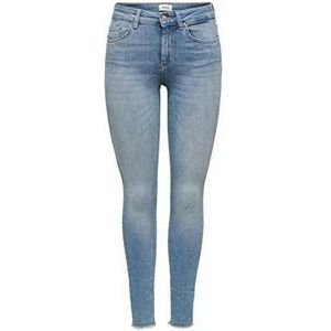 ONLY Onlblush Life Mid Ak Raw Rea1467 Noos skinny jeans voor dames, lichtblauw denim, XS 32L EU, blauw (lichtblauw denim, lichtblauw denim), (XS) B x 32L