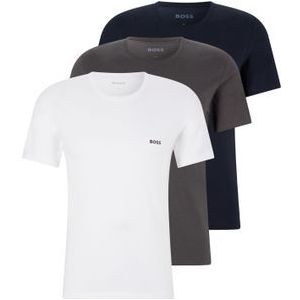 HUGO BOSS Classic T-shirts regular fit (3-pack), heren T-shirts O-hals, grijs, wit, navy -  Maat: M