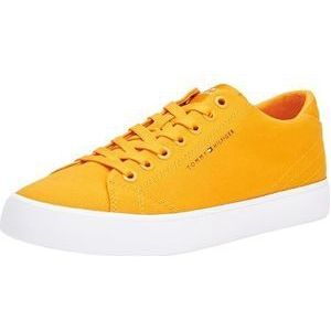 Tommy Hilfiger Heren Vulcanized Sneaker Th Hi Vulc Low Canvas schoenen, Oranje (Rich Ochre), 44, Orange Rich Ochre, 44 EU