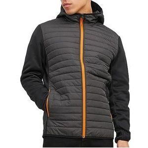 JACK & JONES Gewatteerde herenjas, licht, Asfalt/detail: zwarte mouwen, L