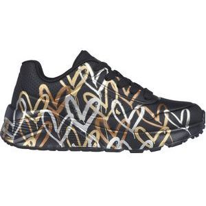 Skechers Uno Lite - Metallic Love Meisjes Sneakers - Zwart/Goud - Maat 32