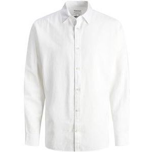 Jjesummer Ls Sn Linen Shirt, wit, XXL