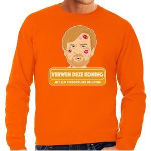 Bellatio Decorations Koningsdag sweater - verwen deze koning - Willem - heren - oranje S