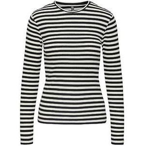 PIECES Pcruka Ls Top Noos Bc Shirt met lange dames,Cloud dancer/Stripes:Black,M