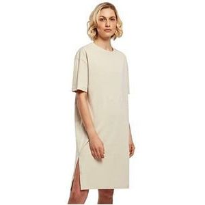 Urban Classics Damesjurk van biologisch katoen, organisch, oversized, slit tee jurk, dames T-shirt jurk voor vrouwen met split in vele kleuren, maten XS - 5XL, beige, XL