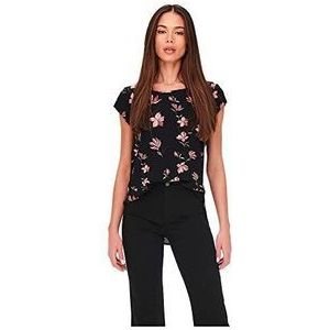 ONLY Dames Onlvic Ss AOP Noos Ptm Top, T-shirt Blouse, Blouseshirt, T-shirt voor vrouwen, Dames Shirt, Chique Damestop, Zwart//Aop: magnolia, 34