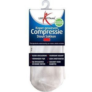 Lucovitaal Compressie Steun Sokken Wit maat 42-47 1 paar