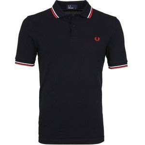 Fred Perry - Polo Navy White Red - Slim-fit - Heren Poloshirt Maat S