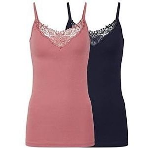 ONLY Onlkira Life Lace Singlet Noos Top voor dames, 2 stuks, Blauw (Night Sky Pack: Night Sky/Withered Rose), S