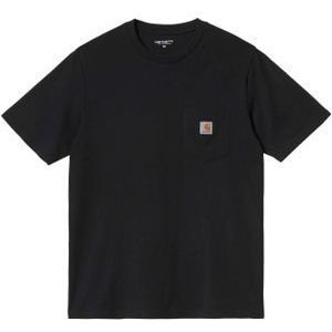 Carhartt - T-shirts - S/S Pocket T-Shirt Black voor Heren van Katoen - Maat M - Zwart