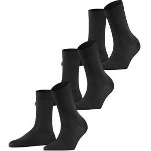 FALKE Cotton Touch 3-Pack business & casual Katoen sokken dames zwart - Maat 39-42
