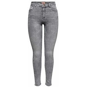 ONLY OnlPower Life Skinny Fit Jeans voor dames, halfhoog model, Grey denim, M
