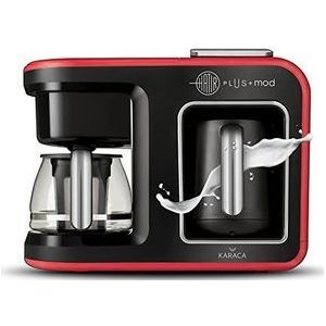 KARACA Hatır Plus Mod 5-in-1 thee filterkoffie en koffiezetapparaat rood Turkse mokka voor 5 personen 5 + 5 kopjes