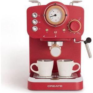 CREATE - Koffiemachine Express - Rood - Gemalen koffie - Espresso - Cappuchino - Machiato - Americano - THERA MATT RETRO