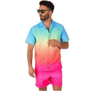 OppoSuits Funky Fade Summer Combo - Heren Zomer Set - Bevat Shirt En Shorts - Zwem Pride Regenboog Kleding -Multi Color -Maat XXL