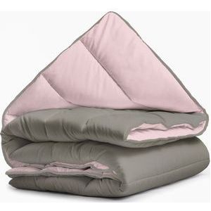 Sleeptime 2 in 1 Omkeerbare Dekbed - Dekbed zonder Overtrek - 140x200 - Kaki/Roze