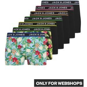 JACK & JONES Jacpink flowers trunks (7-pack), heren boxers normale lengte, zwart en lichtblauw -  Maat: XXL