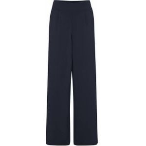 ICHI high waist wide leg pantalon IHKATE SUS LONG WIDE van gerecycled polyester donkerblauw