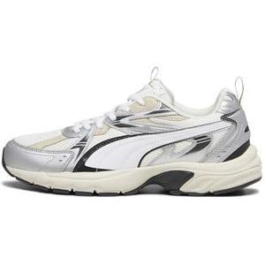 PUMA Milenio Tech Sportschoenen voor dames, Warm Wit PUMA Wit PUMA Zilver, 47 EU