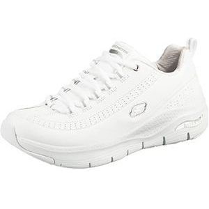 Skechers Arch Fit Citi Drive Sneaker voor dames, Wit leer zilver witte rand, 37.5 EU