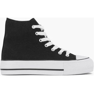 graceland Zwarte hoge canvas sneaker - Maat 37