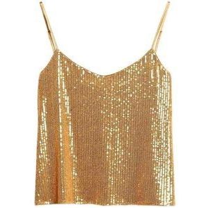Superdry Sequin Cami Sleeveless T-shirt Goud S Vrouw