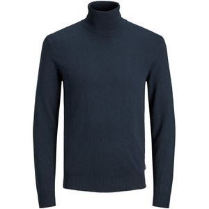 JACK & JONES slim fit coltrui katoen, donkerblauw -  Maat: XXL