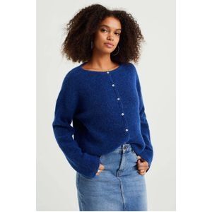 WE Fashion fijngebreid vest blauw