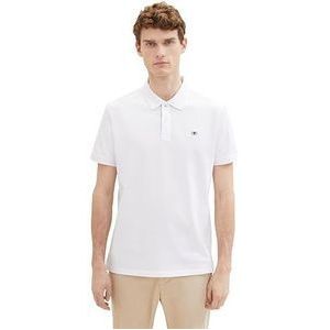 TOM TAILOR Mannen Basic Piqué poloshirt 1027713, 20000 - White, L