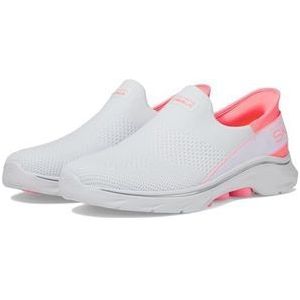 Skechers GO Walk 7 MIA voor dames, Wit Textiel Neon Roze Trim, 39.5 EU