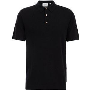 WE Fashion Van Gils gebreide polo van merinowol black uni