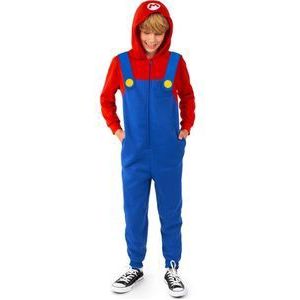 OppoSuits Mario Kids Onesie - Nintendo Huispak - Kinder Kleding voor Mario Outfit - Carnaval - Rood - Maat: M - 110/116 - 122/128 - 6-8 Jaar