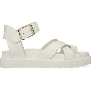 Sacha - Dames - Witte leren plateau sandalen - Maat 40