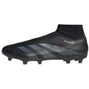 adidas Predator24 League voetbalschoenen zonder veters voor dames en heren, stevige grondschoenen, Core Zwart Carbon Goud Met, 48 EU