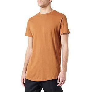 Urban Classics Heren gevormd lange korte mouwen lang T-shirt, ronde hals, 100% jersey katoen, beschikbaar, maten: XS-5XL - bruin - M