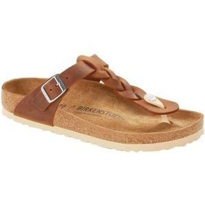 Birkenstock - Dames sandalen en slippers - Gizeh W Braided Cuir Gras Cognac voor Dames - Maat 36 - Bruin