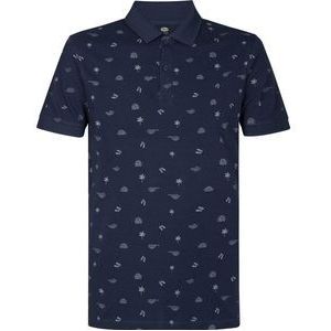 Petrol Industries - Heren All-over Print Polo Outer Banks - Blauw - Maat XS